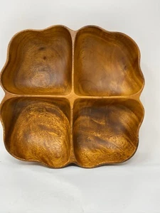Vintage Monkey Pod Wood 4 Section Bowl - Picture 1 of 7