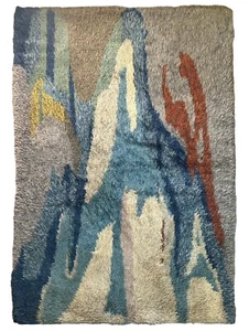 Vintage Swedish Scandinavian Shaggy Rug Soft Bedroom Plush Rya Rug 190x131 cm - Picture 1 of 11