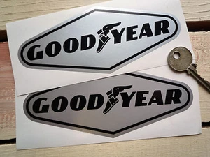 GOODYEAR Black & Silver Car Stickers 6" Pair Race Racing Ferrari McLaren Bugatti - Picture 1 of 1