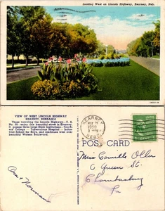 Vintage Kearney Nebraska Ansicht West Lincoln Highway Postkarte - Bild 1 von 1