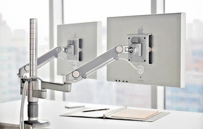 Humanscale M-Flex M2 Monitor Arms~Silver/Gray for 2 Monitors, NEW IN BOX - Image 1 of 4