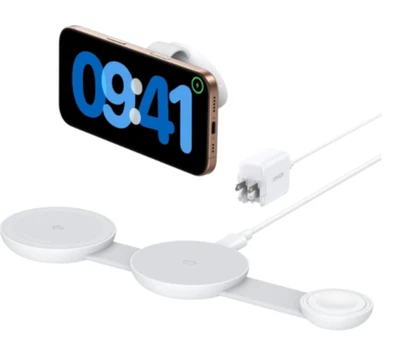 Anker MagGo UFO Ultra-Compact 3-in-1 Qi2 Charger foriPhone/Watch/Airpods - White - Image 1 of 4