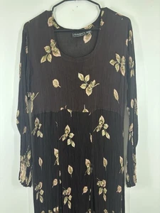 NWOT Vintage Y2K Pleated Floral Witchy Whimsical Crinkle Maxi Dress Black M - Picture 1 of 5