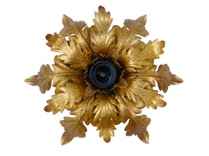 BANCI 1980 bezaubernde Murano Decken Wand Leuchte vergoldet Tole Kronleuchter Laub - Bild 1 von 11