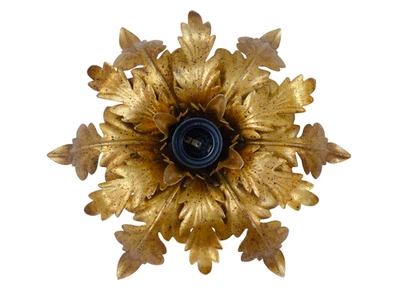 BANCI 1980 Encantadora lámpara de techo de Murano dorada Tole araña follaje Foto 1 de 4