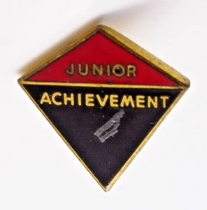 Junior Achievement Lapel Pin Red and Black Kite Shape Gold Tone Vintage - Picture 1 of 7