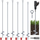 Yaocom 6 Pcs 40 in Long Ground Earth Anchor 4" Wide Helix 14 mm Rod, Silver