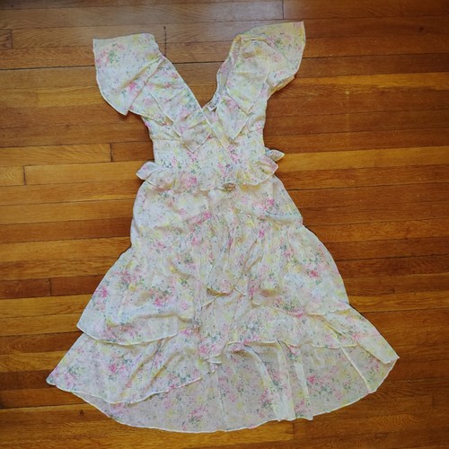 OFF WHITE Abito midi floreale nuovo con etichette En Season Bien panna bianco sporco taglia large nuovo con etichetta $155