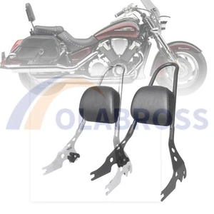 Chrome/Black Sissy Bar Backrest Cushion Pad For Harley Street 500/750 2015-2017 - Picture 1 of 16