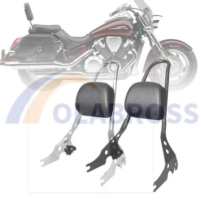Chrome/Black Sissy Bar Backrest Cushion Pad For Harley Street 500/750 2015-2017 - Image 1 of 4