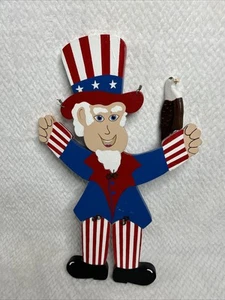 Uncle Sam Wooden Figure Holding Eagle Hands Painted 18.5” Tall - Picture 1 of 5