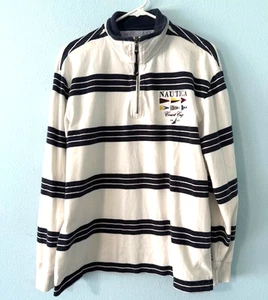 Nautica Sailing Cup Quarter Zip Coast Pullover Mock Neck Men’s M 100% Cotton - Picture 1 of 6