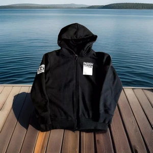 PARISH NATION FULL-ZIP HOODIE-JACKET BLK/WHITE ACCENTS (PRESCHOOL) KIDS SIZE XL - Picture 1 of 4