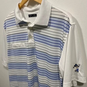 Camisa polo de golf Callaway XL para hombre Disney Mickey Mouse bolsillo a rayas - Imagen 1 de 10