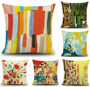 Decor Case Car Oil Cover Vintage Cushion Throw Painting Cotton Home Linen - Picture 1 of 25