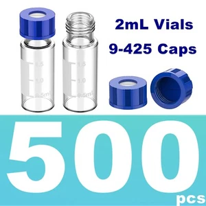 500PCS 2ml Autosampler Vials Pre-slit Septa Screw Caps for HPLC & GC Graduation - Picture 1 of 15