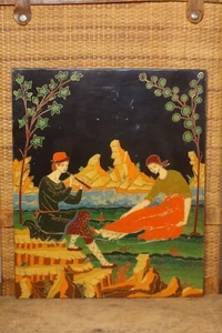 Vintage Mid Century Modern Lacquer Painting Beautiful 11 by 14 - Imagen 1 de 10