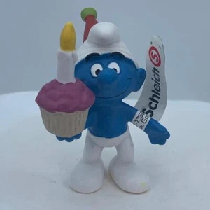 Smurfs 20751 Birthday Cupcake Smurf Candle Cake Figure Toy PVC Figurine Schleich - Picture 1 of 6