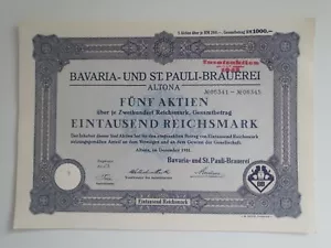 Bavaria- und St. Pauli-Brauerei 1931 1000 RM - Bild 1 von 1