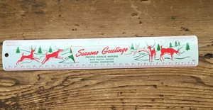 Vintage 12” Ruler Christmas “Seasons Greetings” Metal Tacoma WA FREE SHIPPING - Picture 1 of 3