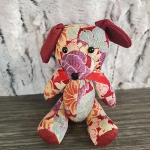 Pequeño juguete de peluche de 6" articulado hecho a mano granate floral cachorro perro - Imagen 1 de 7