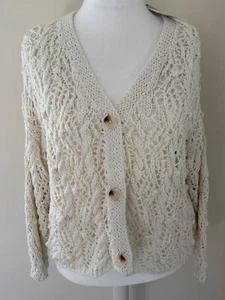 BNWT PRIMARK CREAM V NECK LACY OPEN KNIT COTTON MIX CARDIGAN - SIZE XL (18/20)!! - Picture 1 of 5