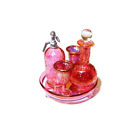 Dollhouse Phil Grenyer Blown Cranberry Glass Drink Set Decanter Siphon Miniature