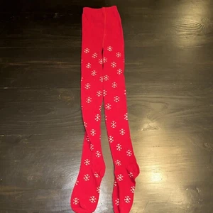 Gymboree Red with snowflake Nylon/Cotton Blend Tights Sz 6-12 months 2016 - Picture 1 of 4