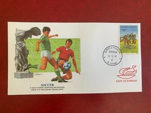 SAO TOME ET PRINCIPE STP 1987 FDC FLEETWOOD OLYMPIC GAMES SOCCER FOOTBALL - Picture 1 of 2