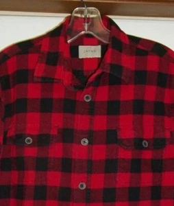 Jachs Men's Flannel Shirt Medium Black Red Buffalo Plaid Button Up Cotton  - Picture 1 of 5
