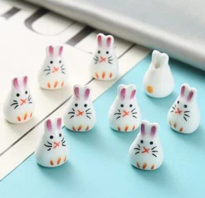 10pc white Rabbit Ceramic Spacer Loose Porcelain Beads DIY Bracelets Jewelry - Picture 1 of 1