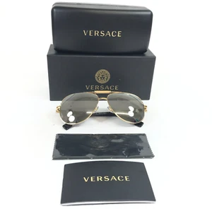 Versace Sunglasses MOD.2236 1002/Z3 Gold Aviator w/ Polarized Grey Mirror Silver - Picture 1 of 15