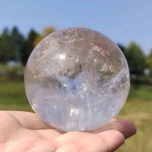 0.9LB Natural white crystal Quartz hand Carved ball crystal specimen healing - Picture 1 of 17
