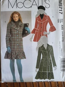 Chaqueta Abrigo Forrada McCall's M5712 Sin Cortar Patrón Talla 4-6-8-10-12 Peplum - Imagen 1 de 3