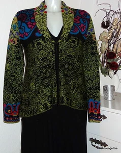 Ivko Ornament schwarz grün Jacke Cardigan (Merino) Pattern Jacket black 54510 - Picture 1 of 4