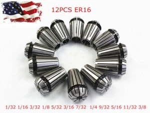 ER16 Set di pinze a molla per fresatrice CNC tornio macchina incisione 1/32"-3/8" 12pz. - Foto 1 di 9