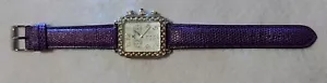 Watch - Winder Geen - Silver Tone / Rhinestones - Faux leather band - new batter - Picture 1 of 17