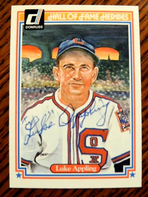 LUKE APPLING 1983 DONRUSS "HOF GREATS" CARD #8 AUTOGRAPHED  WHITE SOX HOF - Image 1 of 2