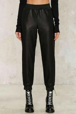 Pantalones de Gimnasio Nasty Gal Bardot Negros Cuero Vegano Cintura Alta Owen Talla XS 4  Foto 1 de 4
