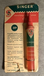 NEW Vintage Singer Sewing Machine Oil -Sealed Tube On Card Orig. 30cent Package - Picture 1 of 10