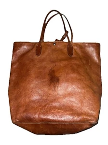 Ralph Lauren W/pony Logo Huge Brown Leather Purse/tore-Rare-collectors Item - Picture 1 of 14