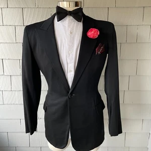 20s 30s Vintage French L. Maréchal Black Formal Mens Tuxedo Jacket Size 42 - Picture 1 of 8