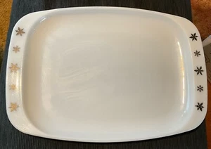 JAJ Gaiety Snowflake Pyrex White Glass Platter Serving Plate Dish Vintage - Picture 1 of 5