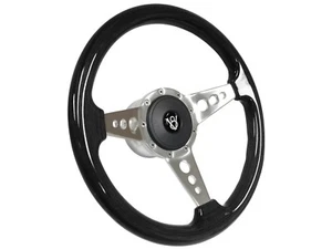 Kit de volante Hot Rod V8 de madera con acabado de fresno negro S9 | Adaptador cónico y llave - Imagen 1 de 8
