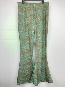 Lucky & Blessed size XL Women’s Turquoise Floral Paisley Flare Leg Pants NWT - Picture 1 of 8