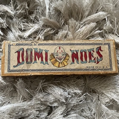 Vintage Wooden Dominoes Set of 28 Made in USA Clown Picture - Image 1 of 4