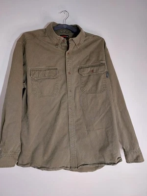 Wolverine Heavy Cotton Button Down Long Sleeve Olive Work Shirt Size XL - Image 1 of 4