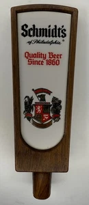 Vintage Schmidt's of Philadelphia Beer Tap Handle Knob Wooden Coat Of Arms 9” - Picture 1 of 4
