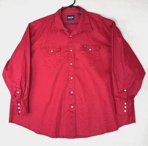 Vintage Wrangler Western Hemd Herren 4XL Dicke Baumwolle Rot Langarm Perlen Druckknopf - Bild 1 von 9