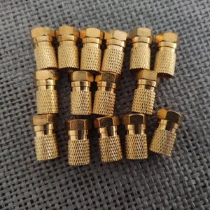 F-Stecker CU Vergoldet gold 8mm Sat Kabel, breite Mutter, Antennen SAT Stecker - Bild 1 von 2